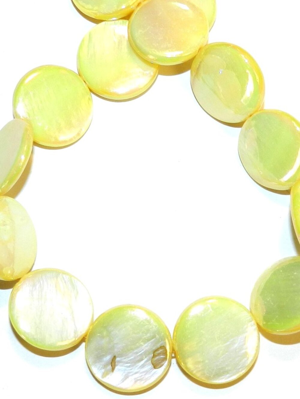 New DIY Yellow AB 20mm Flat Round Coin Mother of Pearl Shell Beads 14" MP2542